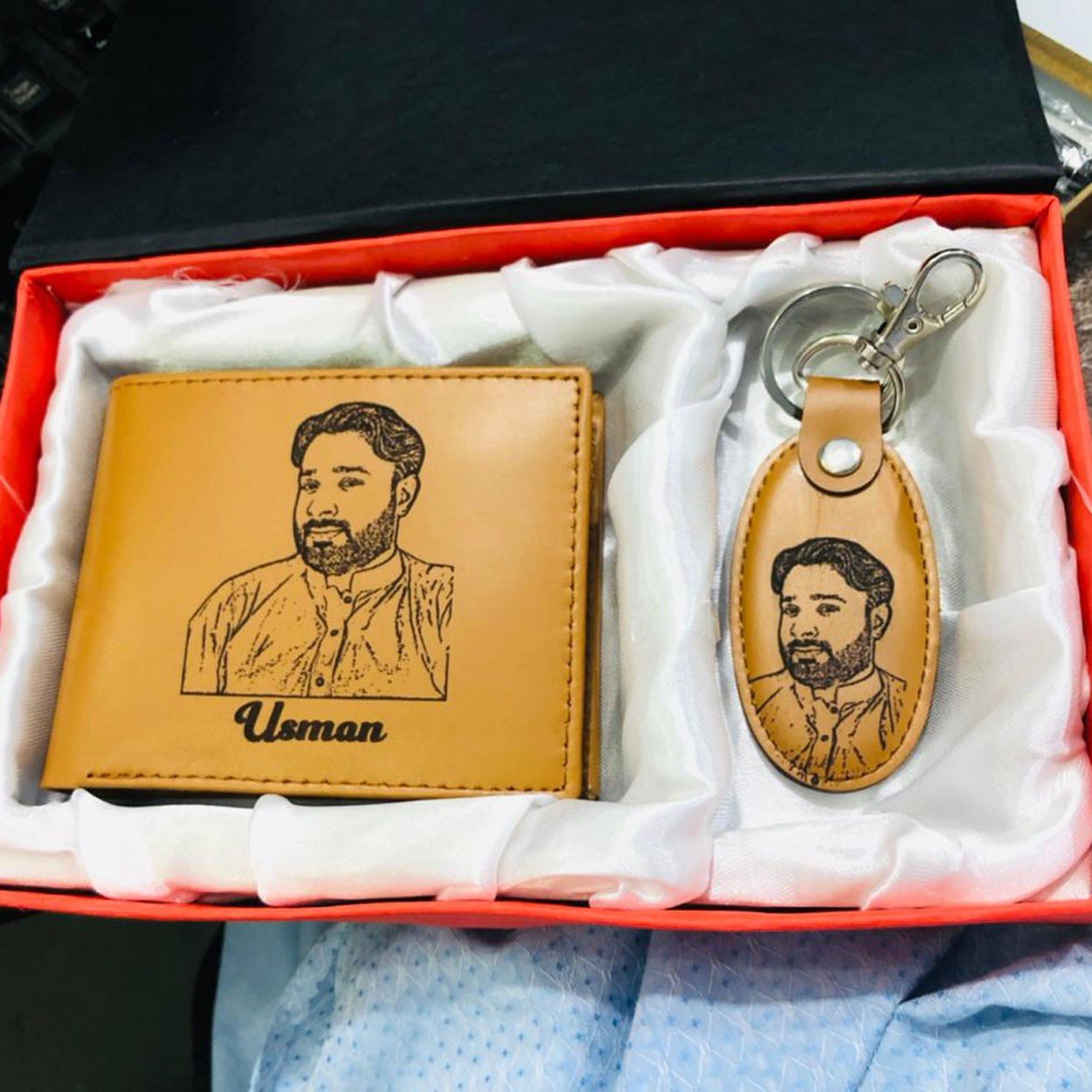 Wallet Keychain Engrave printing with box