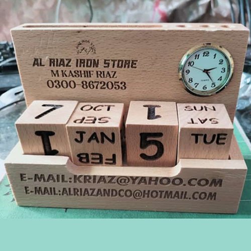 Customize Wood Table Stand with Clock